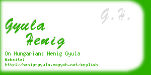 gyula henig business card